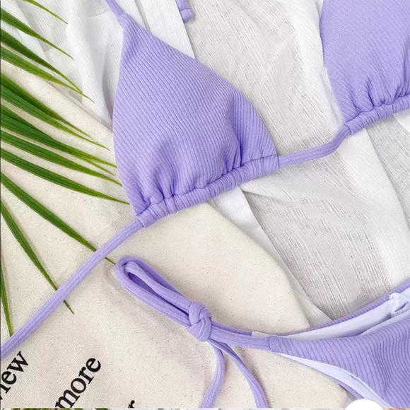 Sale💜Lilac Ribbed Triangle Bikini 💜💜 - Picture 6 of 7